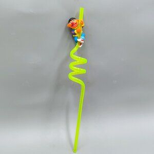 Vintage Sesame Street Ernie Spiral Drinking Straw Crazy Twirly Sipper Green NWOT